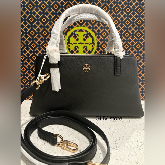 Tory Burch Emerson mini Black Leather Tote Bag